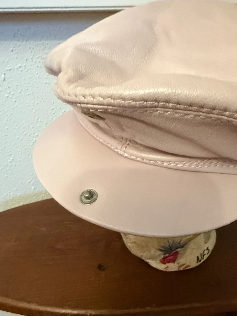 Light Pink Leather Newsboy Cap by Wilsons Leather